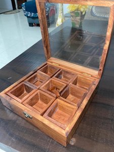 Eco Friendly Wooden Spice Organizer <b>Box</b> with Lid Kitchen Masala <b>Storage</b> Case - Product Image 3