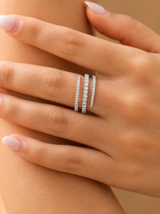 Anillo de Boda de Eternidad Completa con Micro Pavé, Chapado en Oro de 14K, con Diamantes Redondos Brillantes Cultivados en Laboratorio, a la Moda - Product Image 3