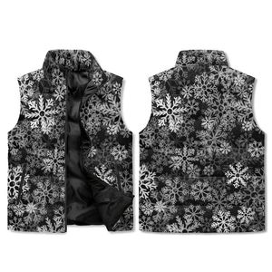 Premium Snowflake Print Puffer Vest Sleeveless Quilted Winter Zip Up Padded Gilet Puffer Vest Men Women Christmas Outerwear <b>Coat</b> - Product Image 6