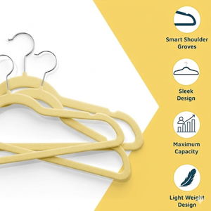 Cintre en velours de couleur personnalisée, antidérapant, coupe-vent, écologique, pour armoire, disponible pour les magasins de vêtements - Product Image 3