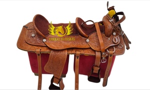 Silla de montar western de cuero genuino de doble asiento personalizada con asiento acolchado suave, portátil para dos personas. - Product Image 2