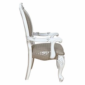 Set di 2 sedie da pranzo con braccioli color tortora e bianco osso con finiture a borchie - Product Image 4