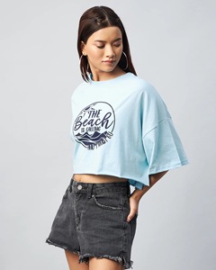 เสื้อยืดครอปทรงหลวม แขนสั้น คอกลม ผ้าฝ้าย สไตล์สตรีทแวร์ลำลอง สำหรับผู้หญิง - Product Image 2