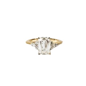 Bague de fiançailles en or massif 10K 14K 18K avec diamant de laboratoire taille marquise émeraude et taille rond, couleur DEF, clarté VS VVS - Product Image 3