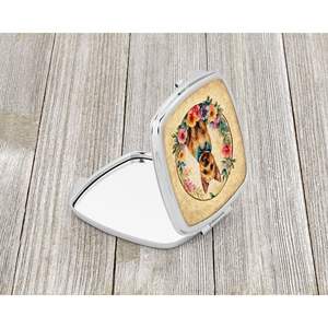 Norwich Terrier Fleurs Miroir de maquillage de voyage compact Cadeau de conception de poche pliant pour femmes et filles - Product Image 2