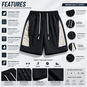 Pantalones Cortos Deportivos Cortavientos para Hombre, Diseño Ligero con Franja de Seguridad, Material de Nailon, Cierre con Cordón, Cremalleras, Servicio OEM - Product Image 5