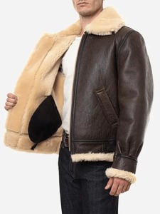 <b>Mens</b> Sheepskin B3 Bomber Aviator <b>Jacket</b> - Product Image 2