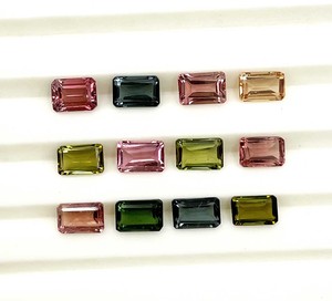 Pierre précieuse naturelle multi-tourmaline, taille octogonale, 4*6 mm, tourmaline facettée pour la création de bijoux, pierres certifiées IGI - Product Image 3