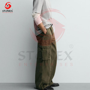 กางเกงคาร์โก้ลำลองผู้ชายแบบสโตนวอช น้ำหนักเบา ผ้าฝ้าย 100% ระบายอากาศ แห้งเร็ว เหมาะสำหรับงานอเนกประสงค์ กางเกงยุทธวิธี ทรงกลาง - Product Image 4