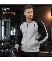 Sweat à capuche tricoté en molleton bicolore 300g pour homme, avec fermeture éclair, blocs de couleur, poches et cordon de serrage, style décontracté et sportif, écoresponsable
