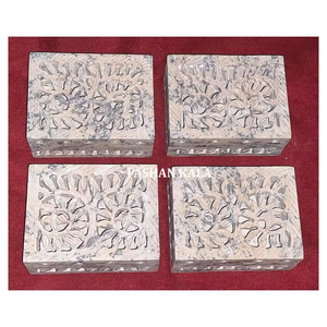 Piedra de Esteatita natural hermosa hecha a mano diferentes tallado diseño rectángulo forma joyeros para regalar y revender - Product Image 3