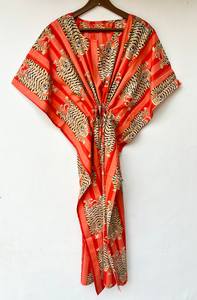 Nuevo Kaftán con Estampado Animal, Corte Evase, de Algodón Suave Indio, con Encaje, Largo hasta la Rodilla, para Playa, Regalo para Damas de Honor, Ropa de Dormir para Mujer - Product Image 6