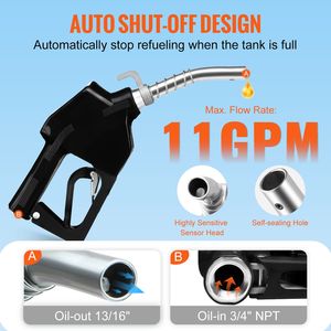 Ugello Automatico per Carburante con Ingresso Filettato NPT da 3/4'', Beccuccio da 13/16'', Portata Massima 11 GPM, Spegnimento Automatico, in Alluminio e PVC, per Pompe di Benzina - Product Image 3