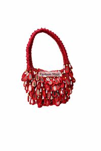 Elegante Bolso de Mano con Cuentas en Forma de Media Luna para Mujer, Adornado con Perlas, para Bodas y Fiestas, con Dos Asas, Cierre Abierto, Tendencia de Moda - Product Image 4