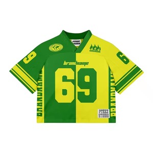 Custom Men's American Football Jersey Premium Vintage Retro Mesh Streetwear Boxy Cropped Short Breathable Mesh Sports Jersey - Product Image 2