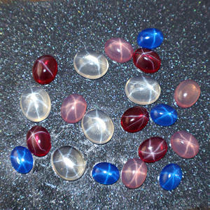 Pierre précieuse synthétique en cristal de saphir bleu rubis étoilé, forme ovale, cabochon, pierre en vrac, fourniture pour la fabrication de bijoux, fabricant en gros - Product Image 2