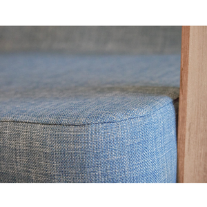 Fauteuil Harran en teck massif et tissu bleu, style mid-century, pour hôtel et restaurant - Product Image 4
