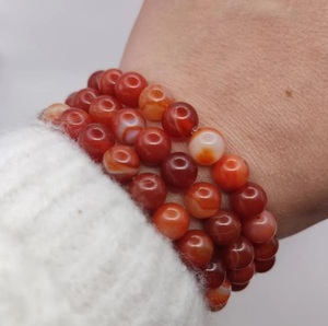 Natural Orange Carnelian Ball-Shaped <b>Beaded</b> <b>Bracelet</b> for Healing Reiki Energy Jewelry Unisex Gift 8mm - Product Image 3