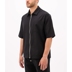 OEM Custom Men's Streetwear Oversize Nylon Shirt XL Size Quick Dry Turn-<b>Down</b> Collar Double Zipper Up Shirts for Men Casual - Product Image 3