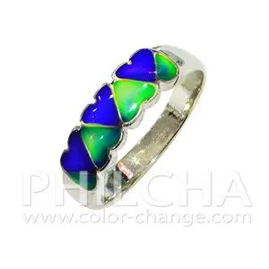 Fashion Color Change Jewelry Heart Shape Double Mood Band Ring