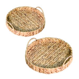 Handcrafted WATER HYACINTH <b>TRAY</b> FRUIT STORAGE BASKET with Iron Frame Multi-Purpose Serving Basket - Product Image 1