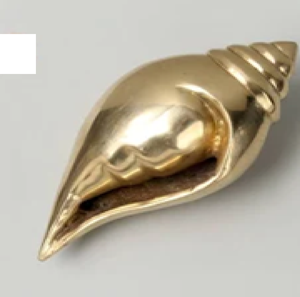 Shankh de latón dorado pulido y liso con brillo natural puro, ideal para rituales religiosos, disponible a precios de mayoreo. - Product Image 1