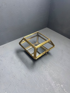 ARTISAN DESIGN Geometric Glass Jewelry Box with Gold Frame Storage Organizer Decorative <b>Octagonal</b> Design - Product Image 4