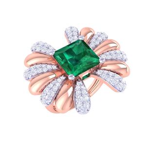 แหวนดีไซน์กลีบดอกไม้สีเขียวมรกตทรงเจ้าหญิงสุดหรูสำหรับผู้หญิงของขวัญแต่งงาน - Product Image 5