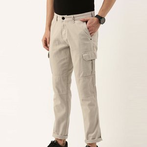 Pantalones Cargo Beige de Lona Ligera para Hombre, Corte Recto Informal, Múltiples Bolsillos, Transpirables y Ecológicos - Product Image 3