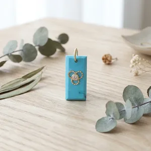Vente en gros de connecteur à boucle unique bleu turquoise forme baguette coupe à facettes longue barre minuscule zircon cubique lunette breloques connecteur - Product Image 6