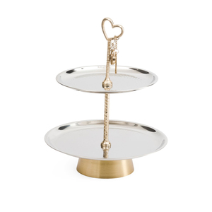 Soporte para pasteles de acero inoxidable dorado de 2 niveles, bandeja de exhibición para postres y cupcakes, bandeja de servicio para bodas y fiestas de cumpleaños - Product Image 6