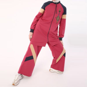 Conjunto de 2 Piezas para Mujer Musulmana, Diseño Personalizado con Logotipo OEM, Tejido Sólido Informal, 100% Poliéster, Ecológico y Transpirable - Product Image 3