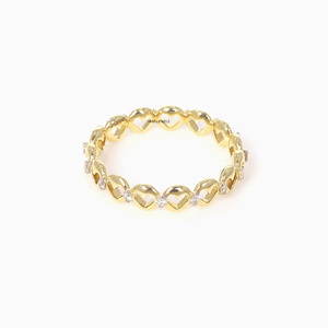 Anillo de Eternidad con Diamante Cultivado en Laboratorio de Corte Redondo con Diseño de Corazón en Oro de 10K, 14K, 18K, Plata 925, 935, Joyería Fina Personalizada - Product Image 4