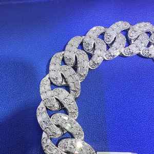 Dvars Cadena Cubana con Incrustaciones de Diamantes, Moissanita de Corte Brillante Baguette, Engaste de Garra, Chapado en Oro, Plata de Ley 925 Maciza, Estilo Hip Hop - Product Image 3