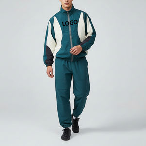 Survêtement d'hiver pour homme avec logo personnalisé OEM, coupe-vent, veste de sport à capuche, survêtement de jogging zippé color block - Product Image 6