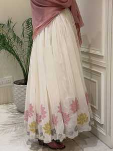 Vestido Anarkali Tradicional Indio/Pakistaní para Mujer, Largo hasta el Suelo, con Dupatta Rosa Estampada, Georgette Sintético, Protección Solar, Secado Rápido - Product Image 3