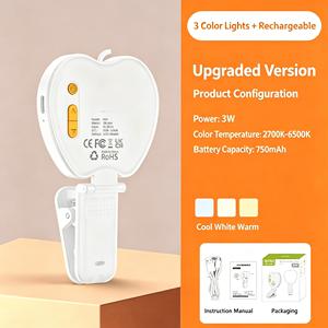 Luz de Relleno Portátil con Clip para Selfies, Recargable, para iPhone y Android, Ideal para TikTok, Vlogging y Transmisiones en Vivo - Product Image 3