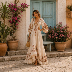 Women <b>Boho</b> Print Maxi <b>Dress</b> Cotton Viscose Breathable Anti-Pilling Long <b>Summer</b> <b>Dress</b> - Product Image 3