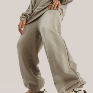 Pantalon de jogging évasé personnalisé pour homme, style vintage urbain, en molleton bouclette ample, coupe large, avec braguette zippée et impression 3D en relief, taille mi-haute - Product Image 3