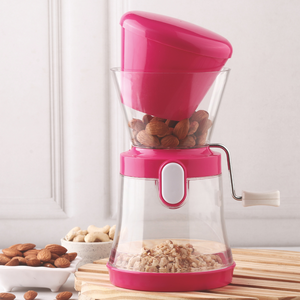 Manual Dry Fruit Cutter And Chili <b>Chopper</b> With Rotating Hand Crank Stainless Steel Blades Plastic Nut Grinder Mill Pink Clear - Product Image 5