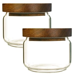 Frasco de vidrio con tapa de madera, elección perfecta para regalar, almacenamiento en la cocina y para mantener los alimentos frescos de forma higiénica. - Product Image 2