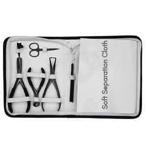 Juego de accesorios para extensiones de cabello de salón: removedor de microperlas, alicates de crimpado de dos orificios, cortador de enlaces, herramienta de gancho y bucle para cabello, clips de seccionamiento. - Product Image 3