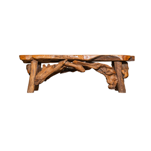 Banco Rectangular de Raíz de Teca Rústico de Lujo ARTERRA, Muebles de Patio Artesanales para Exteriores, para Casa, Villa, Resort, Cafés - Product Image 3