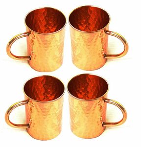 Copper mule mug <b>set</b> for artistic cocktail lounge aesthetics hammered finish metal cups durable reusable party serving mugs - Product Image 6