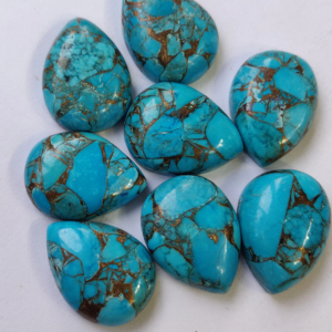Cabujones de cobre azul turquesa, cabuchón de Parte trasera plana de 3x5,4x6,5x8,6x9,7x10,8x12,10x14, cobre azul suelto, turquesa de alta calidad - Product Image 1
