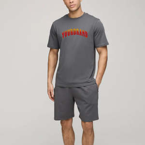 Ensemble court pour homme 100% coton, logo imprimé sur mesure, streetwear écologique uni, ensemble de jogging 2 pièces - Product Image 5