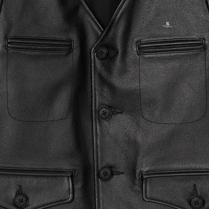 Men's Genuine Leather <b>Vest</b> Adults Wholesale OEM Custom Motorcycle Biker Jacket Sleeveless Vintage Casual Premium Outerwear 2026 - Product Image 4