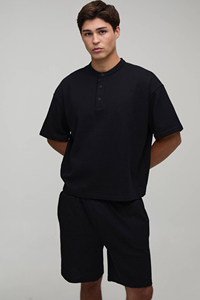 Men's Black Cotton Crew Neck <b>T</b>-<b>Shirt</b> Set Casual Summer Solid Color Breathable Oversized Drop Shoulder <b>shirt</b> Set Streetwear - Product Image 6