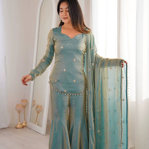Conjunto de Salwar de Diseño Moderno 2026, para Bodas y Fiestas de Diwali, en Seda Natural Fendy, para Mujeres, Diseño Indio - Product Image 1