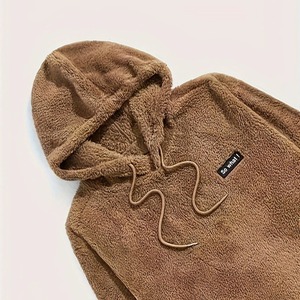 Sweat-shirt à capuche en polaire marron pour homme, coupe classique, vêtements décontractés d'hiver avec poche avant 2027 - Product Image 5